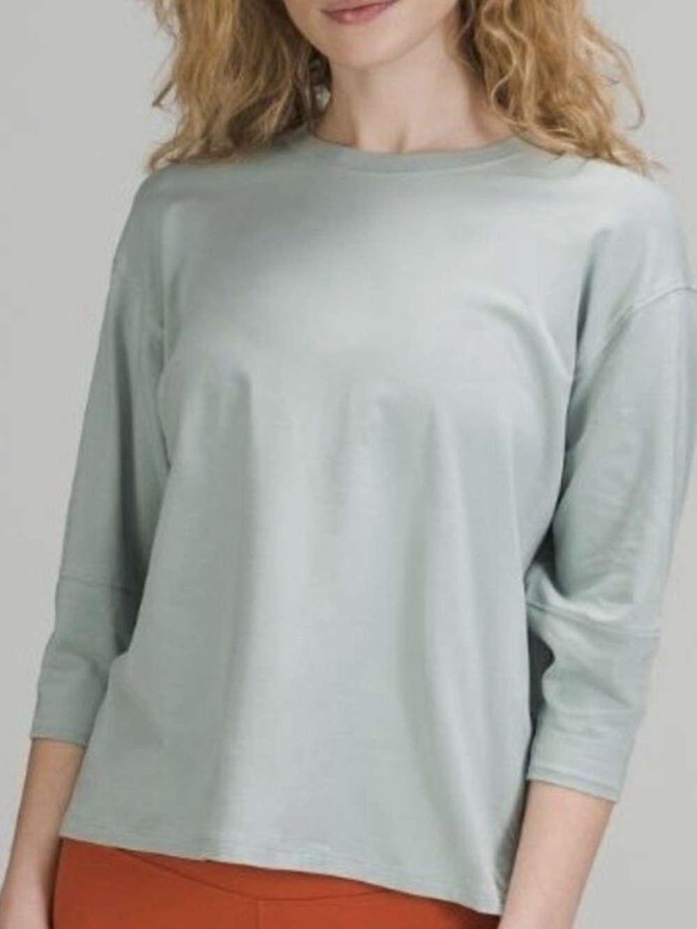 LULULEMON relaxed 3/4 sleeve top UNIQUE silver blue cotton